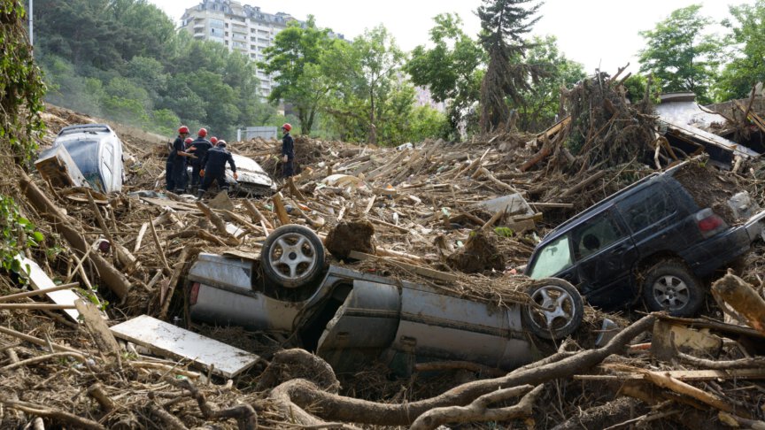 Rescue Service assorted debris after floods